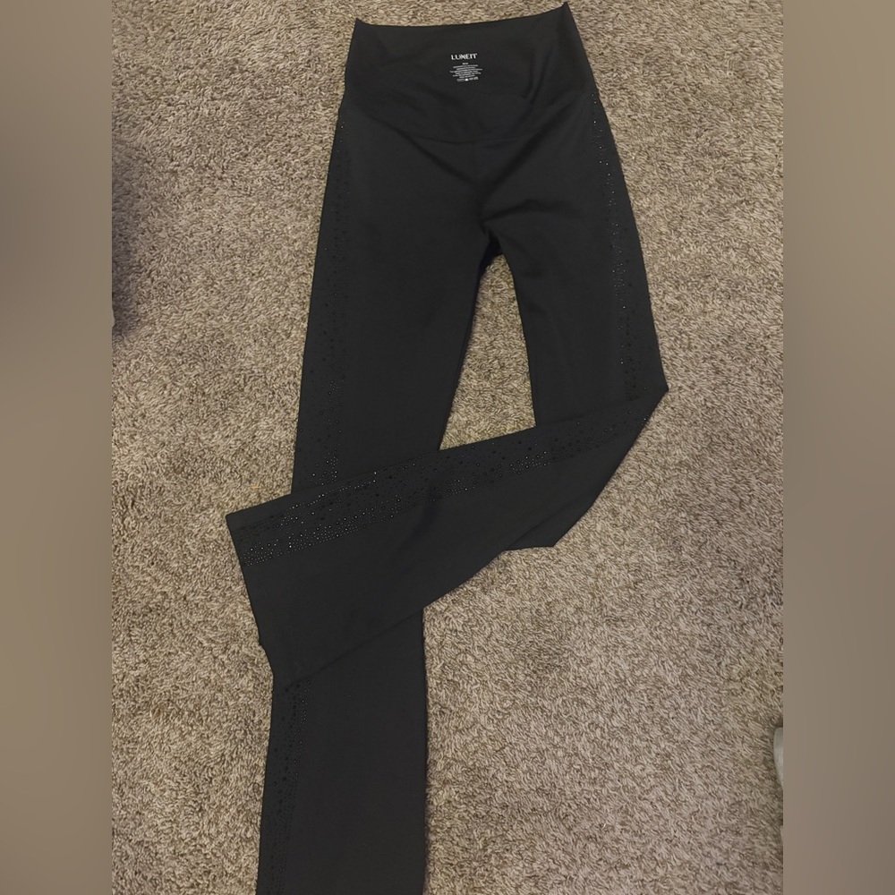Luxeit bling crystal rhinestone Black Crossover Leggings size medium